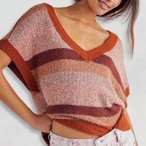 🍂 Free People Striped V-Neck Sweater 🍂